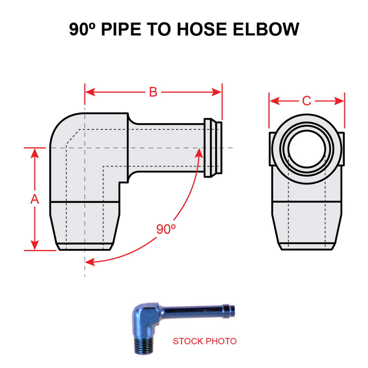 AN842-8D   90 DEGREE PIPE TO HOSE ELBOW