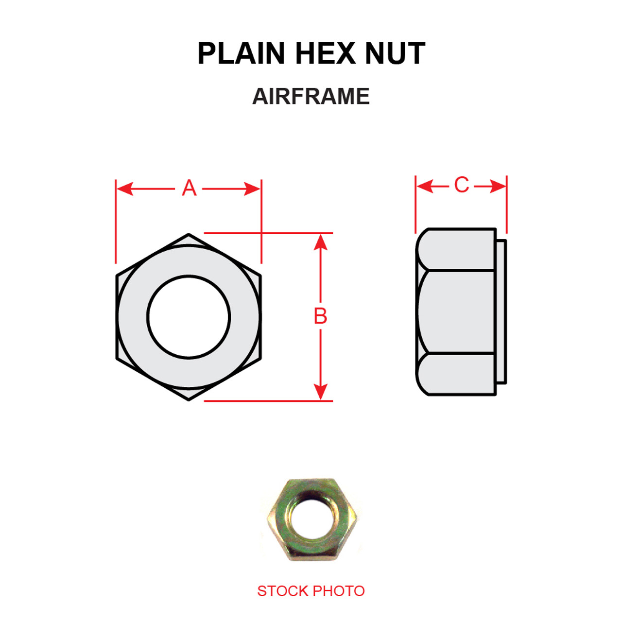 AN315-4   PLAIN HEX NUT