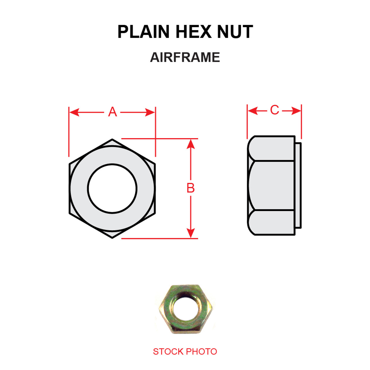 AN315-4L   PLAIN HEX NUT