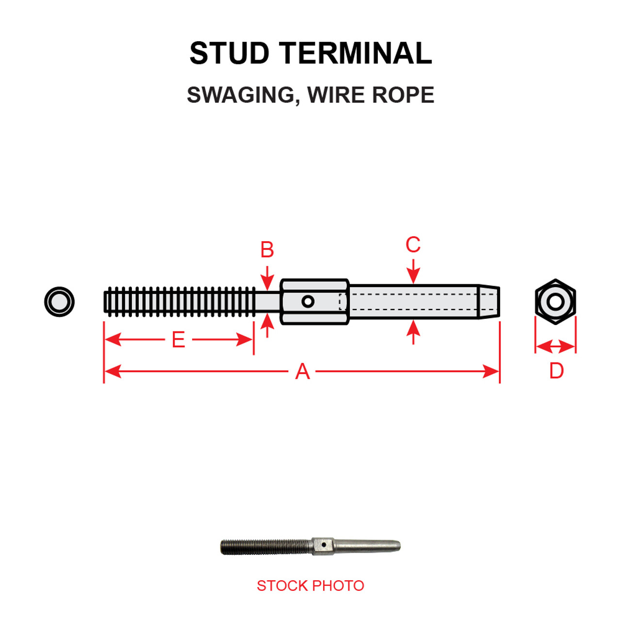 AN666-2L   STUD TERMINAL - LEFT THREAD