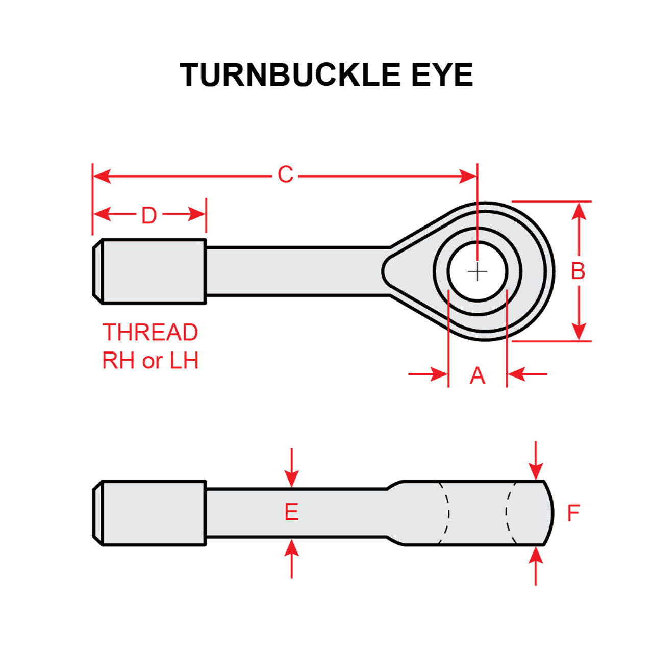 AN170-16LL   TURNBUCKLE CABLE EYE - LEFT HAND LONG