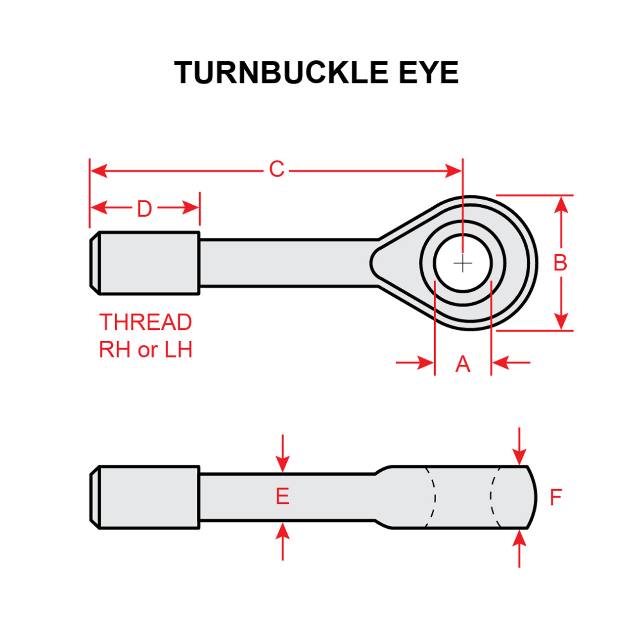 AN170-8RL   TURNBUCKLE CABLE EYE - RIGHT HAND LONG