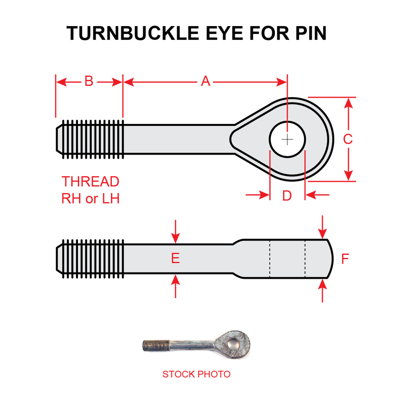 AN165-16RS   TURNBUCKLE EYE FOR PIN - RIGHT HAND SHORT