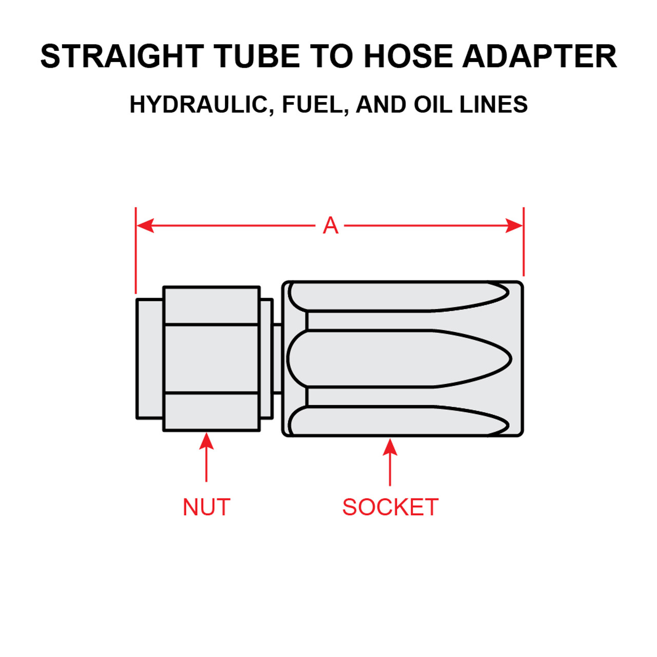 MS24587-6   STRAIGHT TUBE TO HOSE ADAPTER