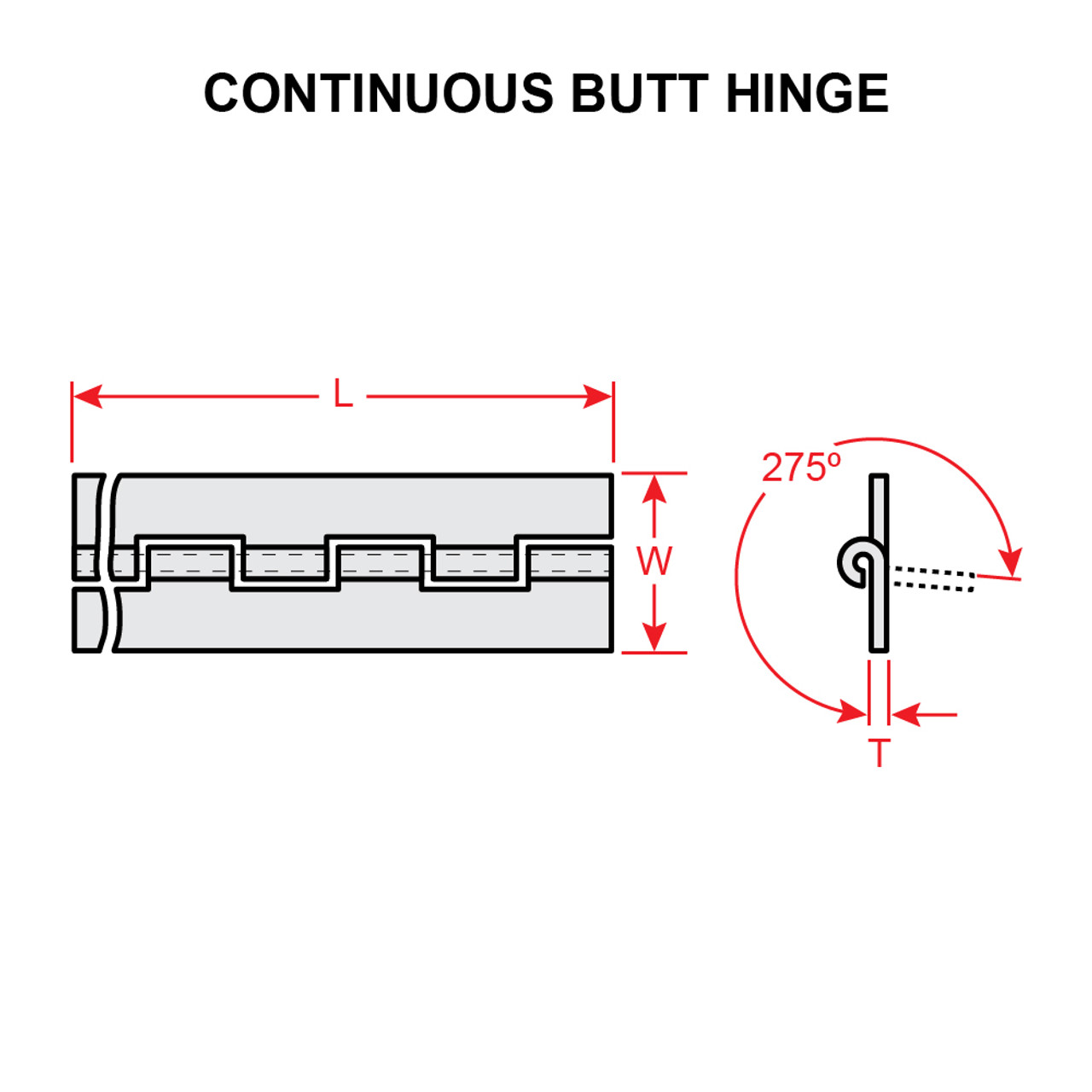 MS35822-16A   CONTINUOUS BUTT HINGE - 6 FEET