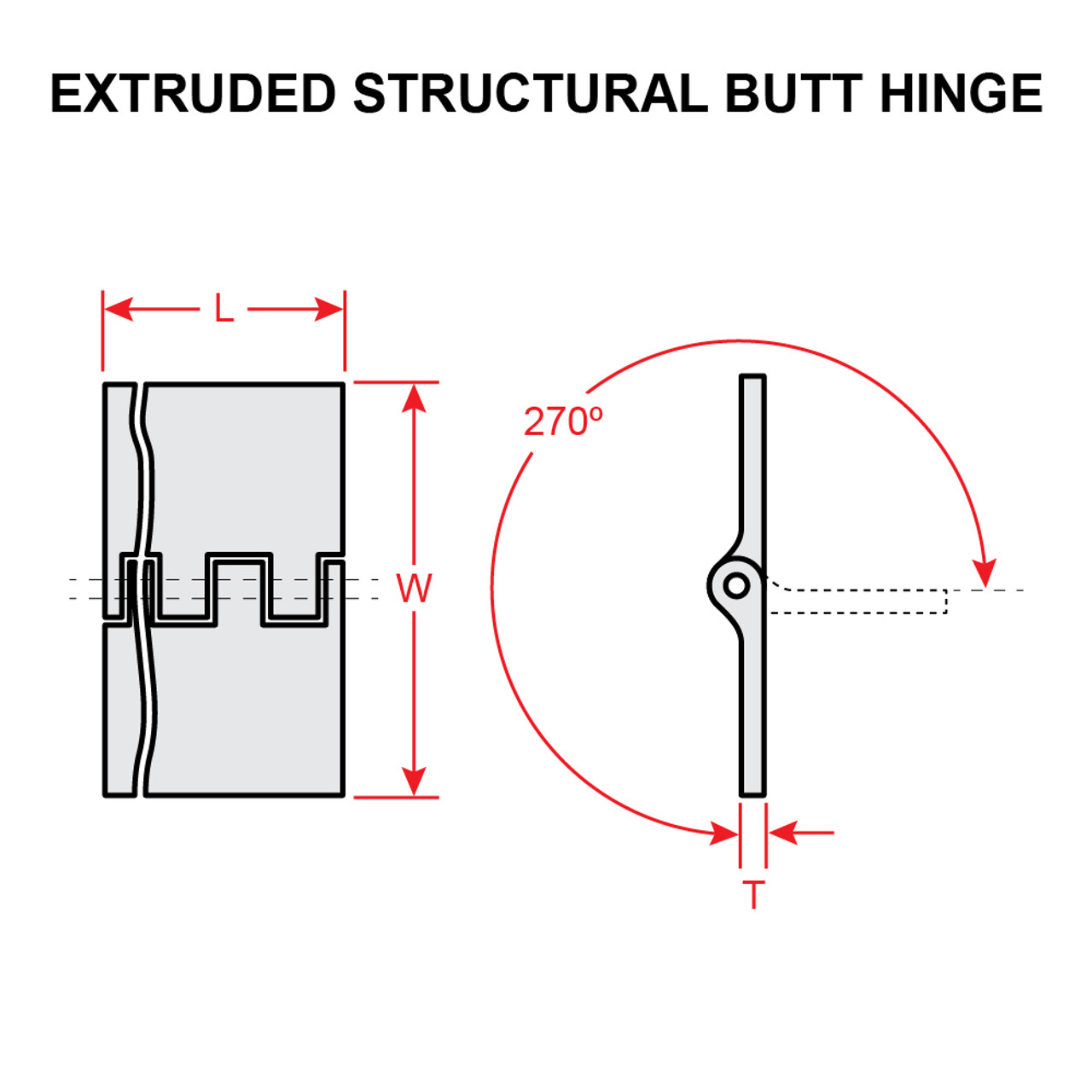 MS20001P5-7200   STRUCTURAL BUTT HINGE - 6 FEET