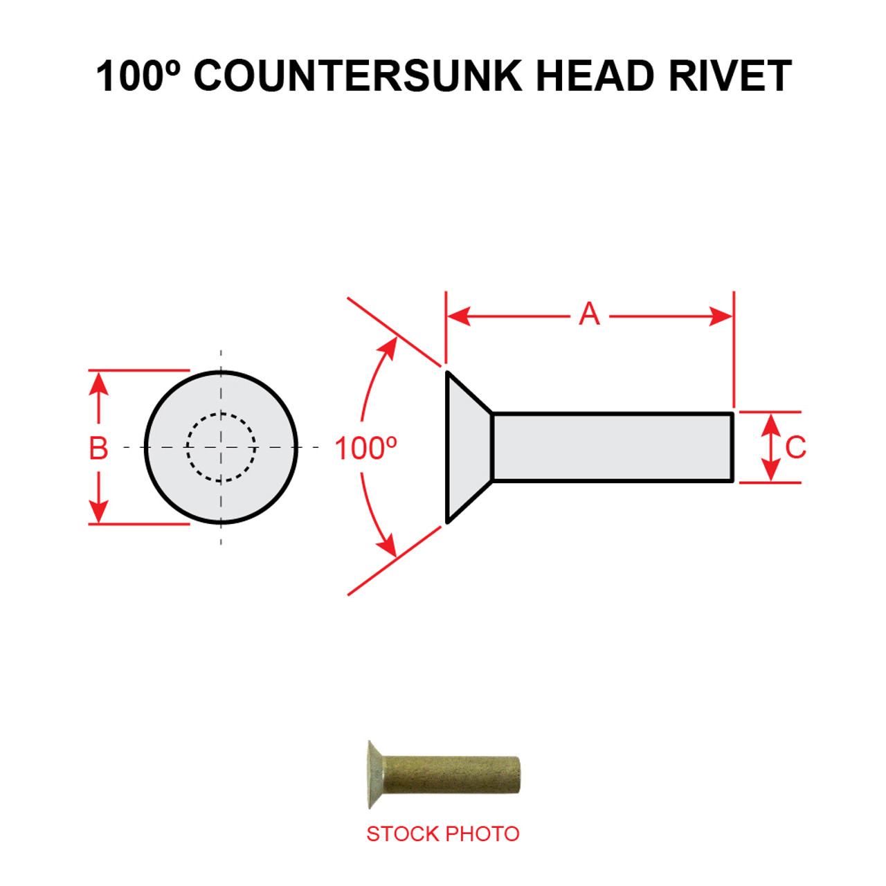 MS20427M3-3.5   100 DEGREE COUNTERSUNK RIVET