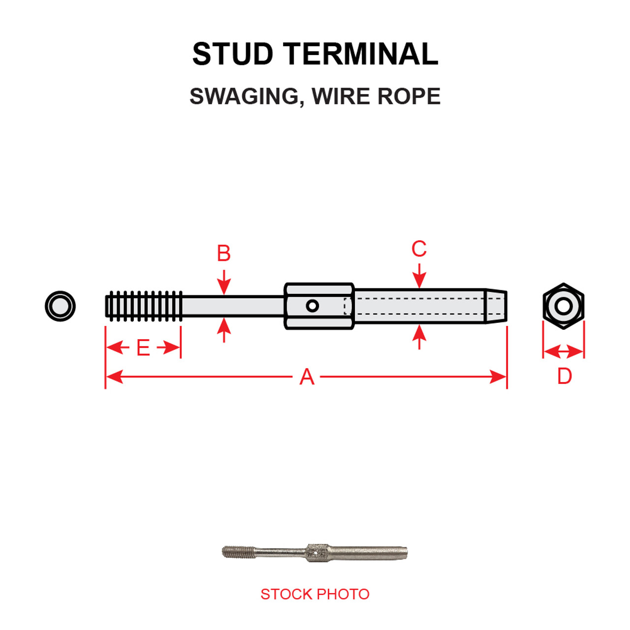 MS21260S3R   STUD TERMINAL - SHORT END - RIGHT THREAD