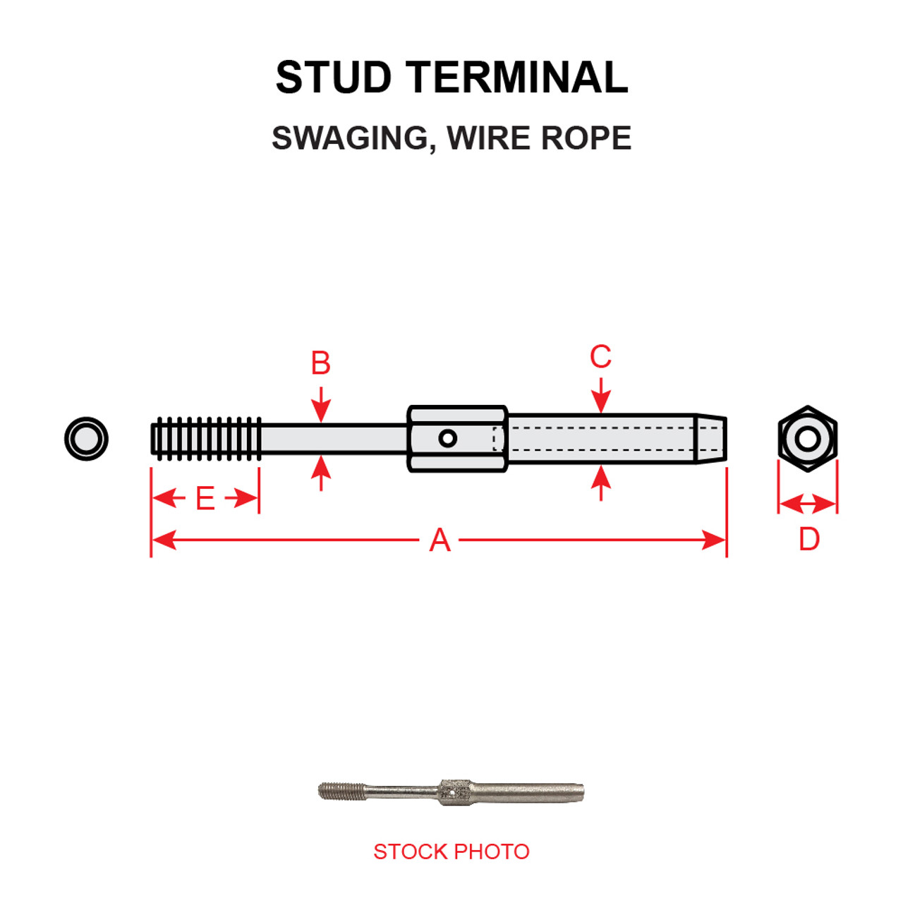 MS21260L3R   STUD TERMINAL - LONG END - RIGHT THREAD