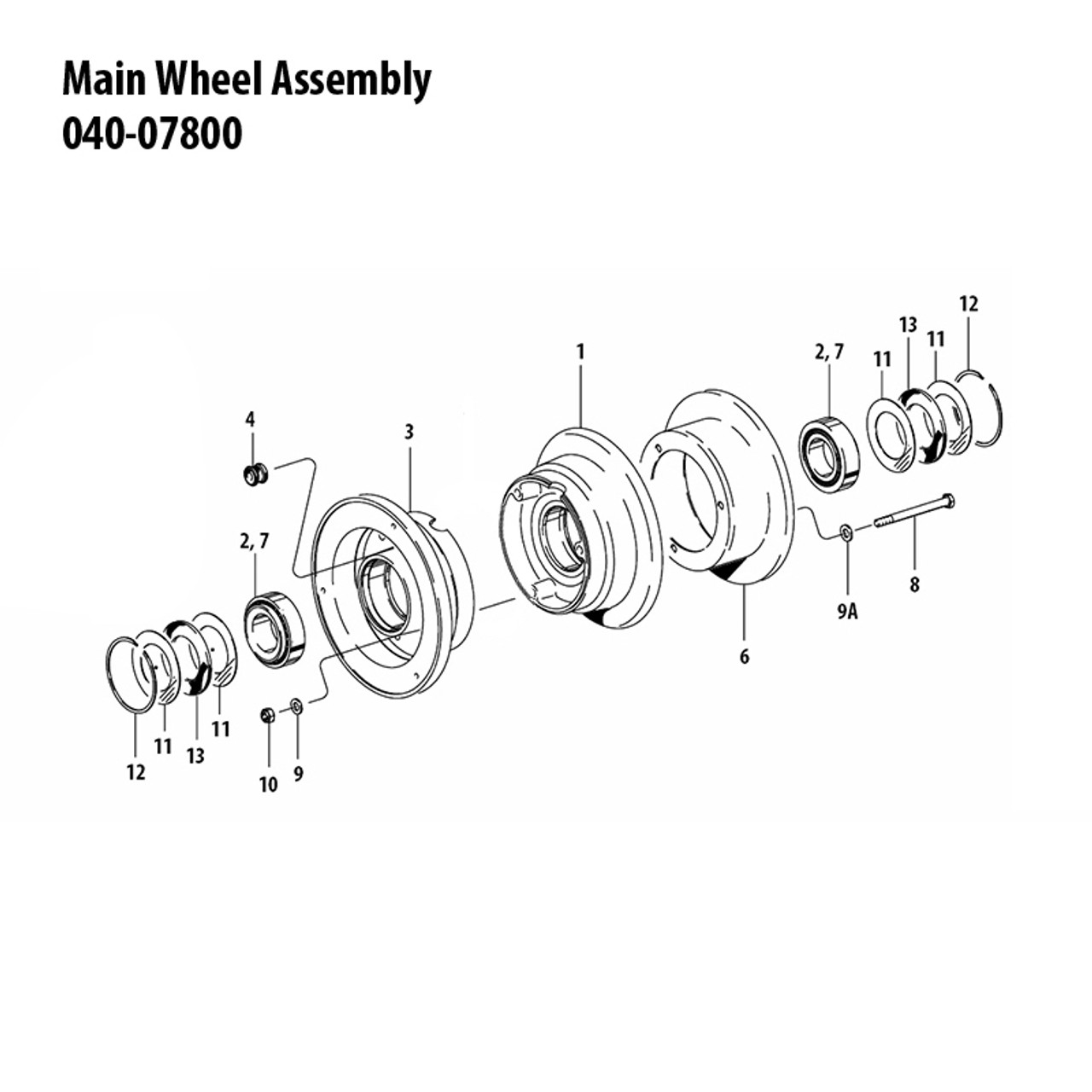 040-07800   CLEVELAND MAIN WHEEL ASSEMBLY