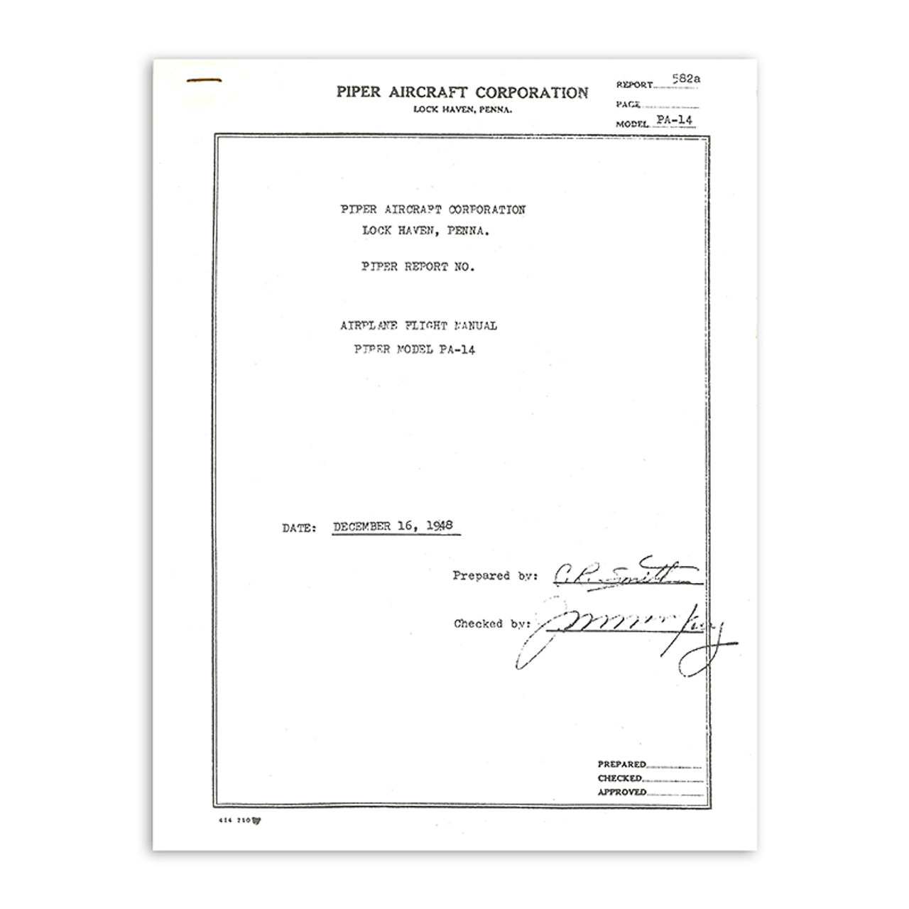 14FM   PIPER PA-14 FLIGHT MANUAL