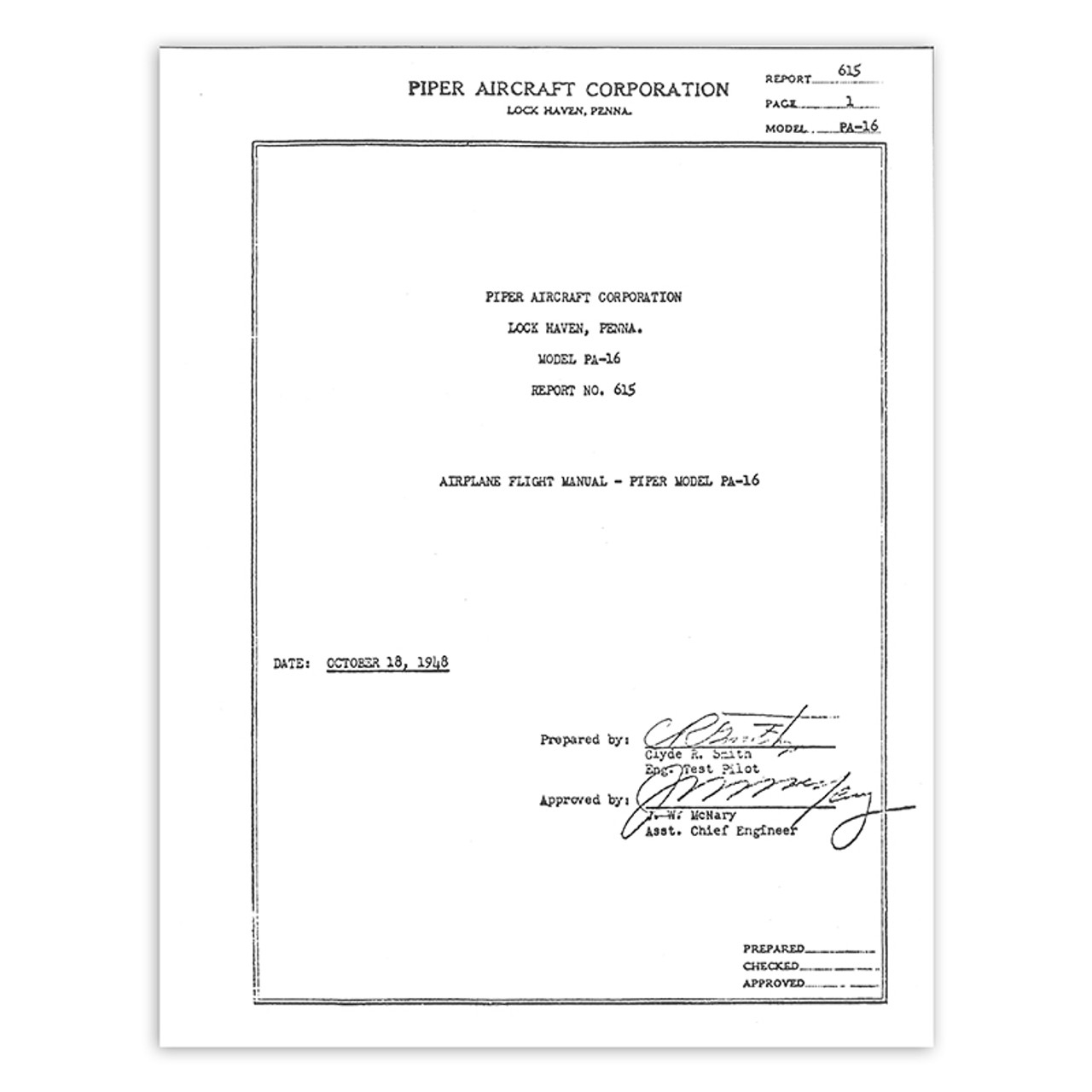 16FM   PIPER PA-16 FLIGHT MANUAL