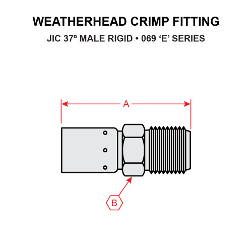 06904E-504   WEATHERHEAD CRIMP FITTING - JIC 37 DEGREE MALE RIGID