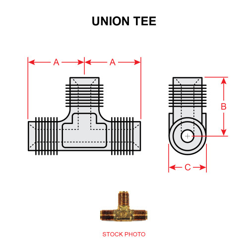 AN795-2   BRASS UNION TEE