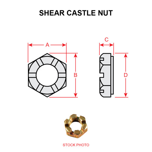 AN320-8   SHEAR CASTLE NUT AN320-8   SHEAR CASTLE NUT