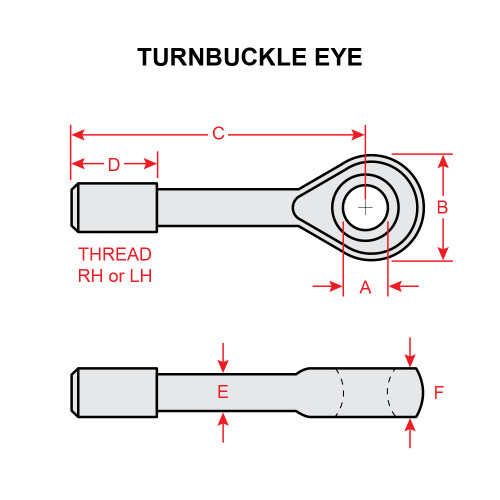 AN170-8RS   TURNBUCKLE CABLE EYE - RIGHT HAND SHORT