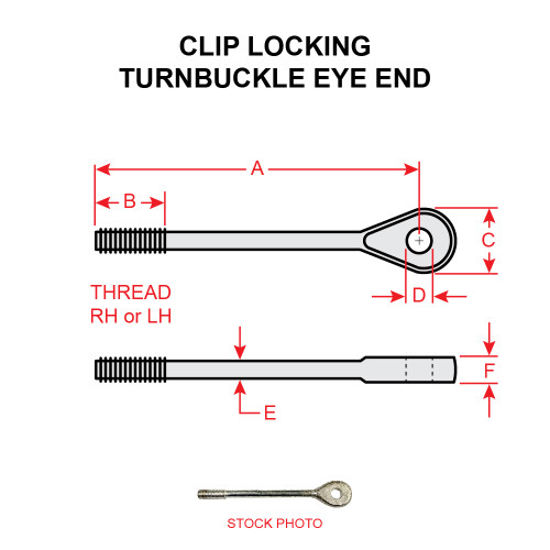 MS21254-3LS   TURNBUCKLE EYE - LEFT HAND SHORT