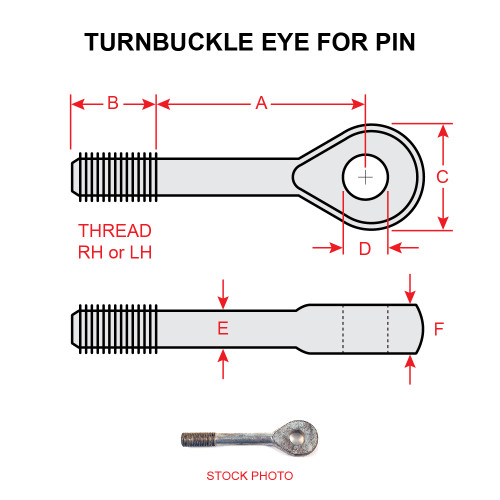 AN165-8RS   TURNBUCKLE EYE FOR PIN - RIGHT HAND SHORT