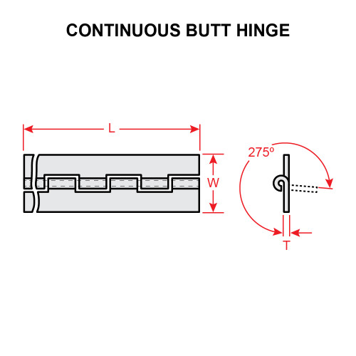 MS35822-11C   CONTINUOUS BUTT HINGE - 6 FEET MS35822-11C   CONTINUOUS BUTT HINGE - 6 FEET