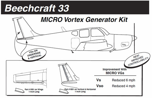 VG5055   MICRO VORTEX GENERATOR KIT - BONANZA 33, 36 VG5055   MICRO VORTEX GENERATOR KIT - BONANZA 33, 36