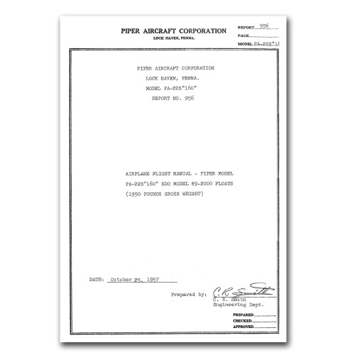 22FMS160   PIPER PA-22S SEAPLANE 160HP FLIGHT MANUAL 22FMS160   PIPER PA-22S SEAPLANE 160HP FLIGHT MANUAL