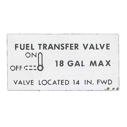 -150059-039   MOONEY FUEL TRANSFER VALVE DECAL