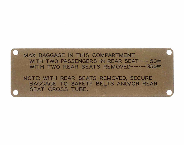 108-8741001-8   STINSON BAGGAGE PLACARD