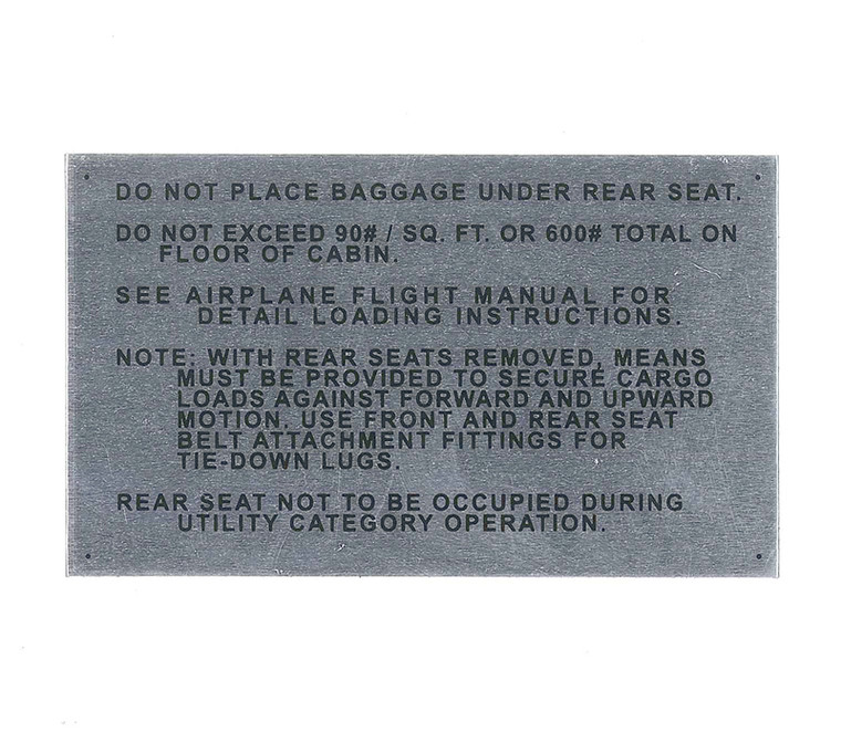 108-8742001-30   STINSON BAGGAGE PLACARD