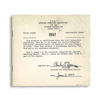1CAA   STINSON 108-1 CAA APPROVED OPERATING LIMITS