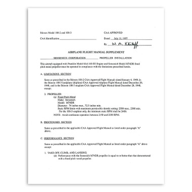 SFMS   STINSON 108-2/108-3 FLIGHT MANUAL SUPPLEMENT