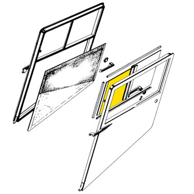 108-3001211-58   STINSON FORWARD WINDOW - GLASS ONLY