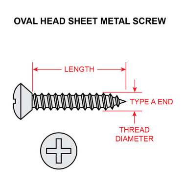 6X3/8-ORA   SCREW - OVAL HEAD RECESSED CROSS - TYPE A