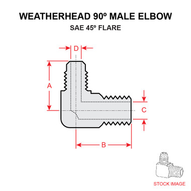 49X6   WEATHERHEAD 90 DEGREE FLARED MALE ELBOW
