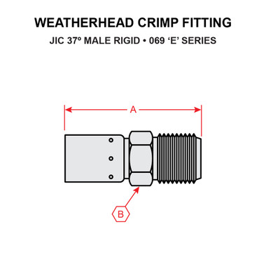 06904E-504   WEATHERHEAD CRIMP FITTING - JIC 37 DEGREE MALE RIGID