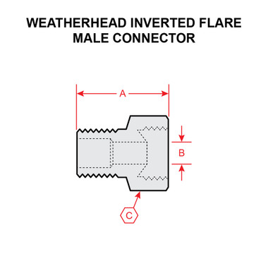 202X6   WEATHERHEAD INVERTED FLARE MALE CONNECTOR