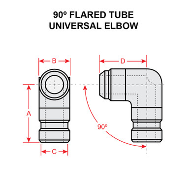 AN921-4D   90 DEGREE FLARED TUBE UNIVERSAL ELBOW