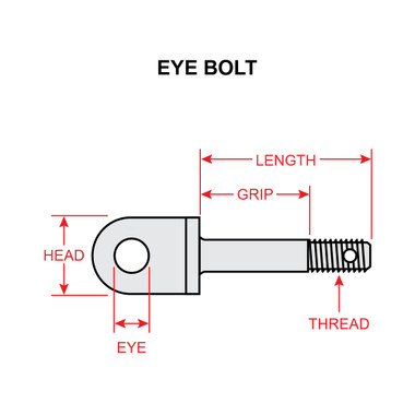 AN44-5   EYE BOLT - 1/4 INCH EYE - 5/16-24 X 23/32 INCH