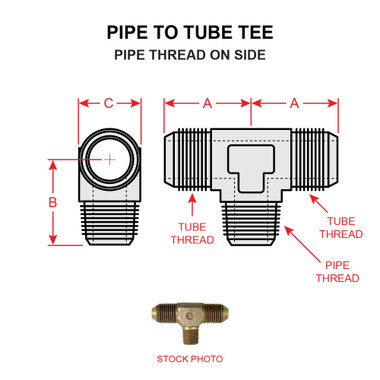 AN825-16D   PIPE TO TUBE TEE - PIPE THREAD ON SIDE