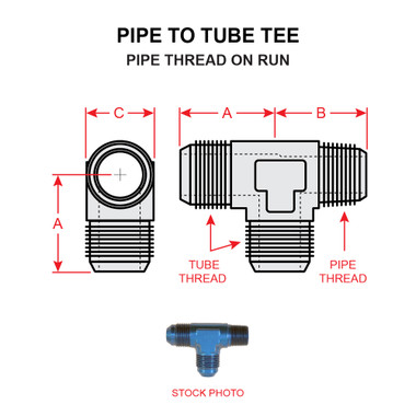 AN826-4   PIPE TO TUBE TEE - PIPE THREAD ON RUN