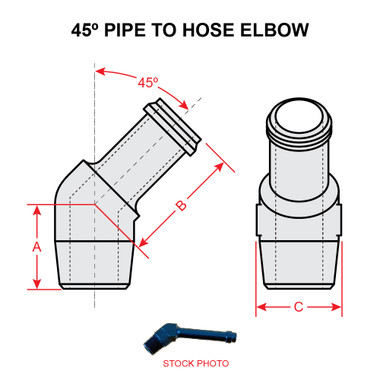AN844-20D   45 DEGREE PIPE TO HOSE ELBOW