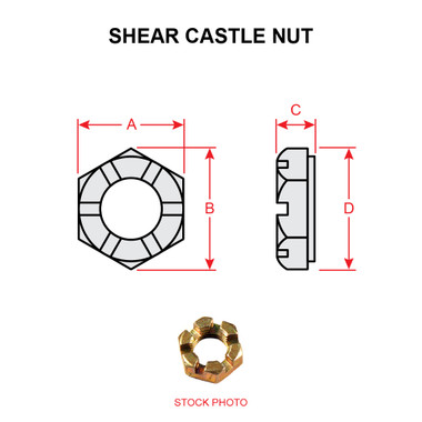 AN320-6   SHEAR CASTLE NUT