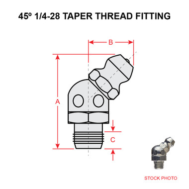 1637-B   45 DEGREE TAPER THREAD LUBRICATION FITTING