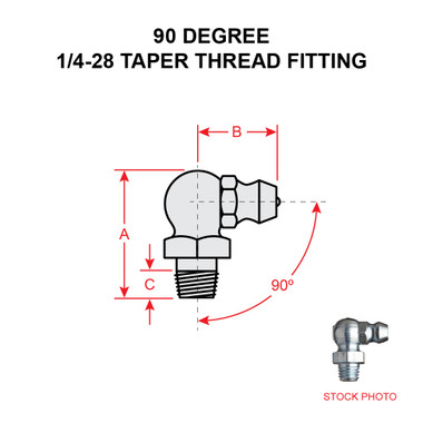 1911-B   90 DEGREE TAPER THREAD LUBRICATION FITTING