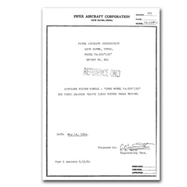 22FMS135   PIPER PA-22S SEAPLANE 135HP FLIGHT MANUAL