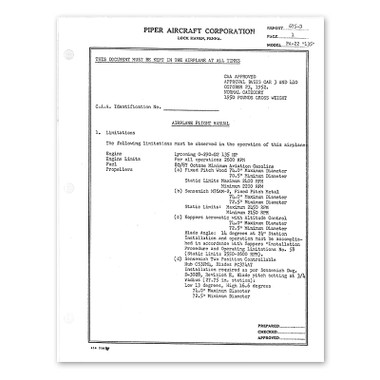 22FM135   PIPER PA-22 135HP FLIGHT MANUAL