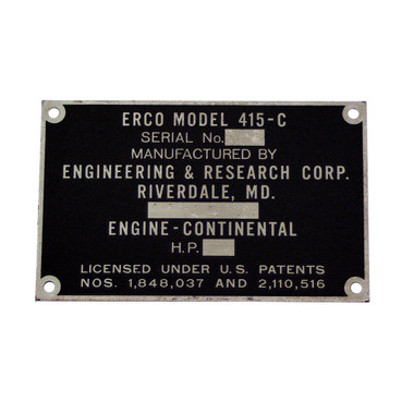 415-51003   ERCOUPE 415-C DATA PLATE