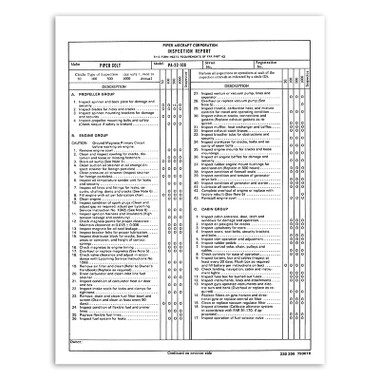-230-206   PIPER PA-22 108HP INSPECTION SHEET