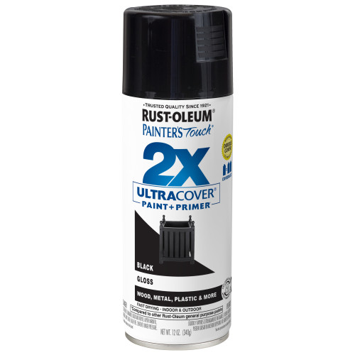 SPRAY PAINT 2X GL BLACK 12OZ