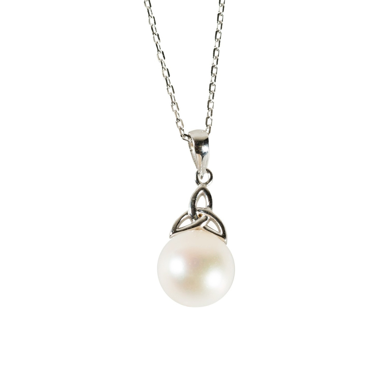 Sterling & Pearl Trinity Knot Necklace | The Catholic Company®