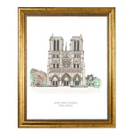 Notre Dame Cathedral Ink & Watercolor Framed Prints